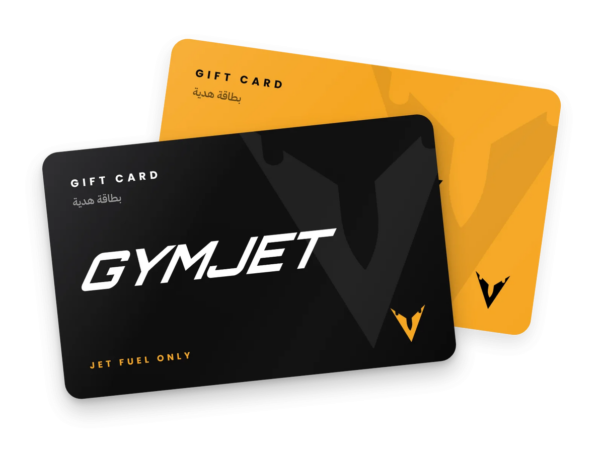 GYMJET gift cards in black and orange