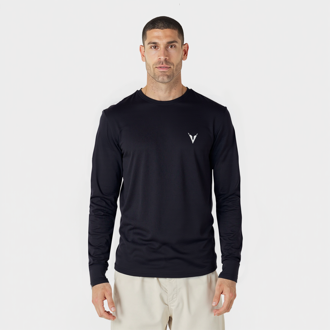 GYMJET Everyday Cotton Long Sleeve T-Shirt - Black