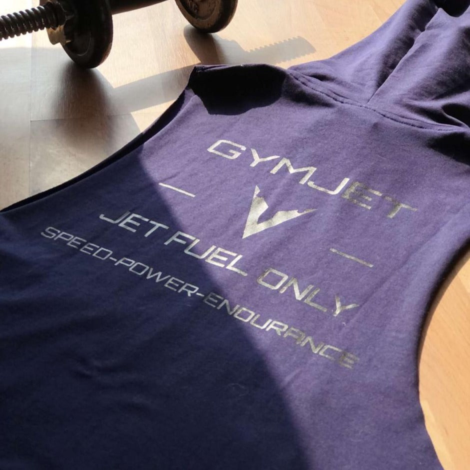 GYMJET Jet Fuel Only Sleeveless Hoodie - Navy